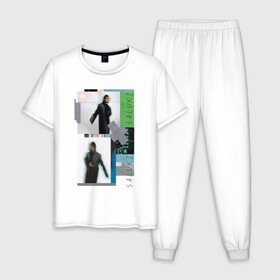 Мужская пижама хлопок с принтом saluki rap , 100% хлопок | брюки и футболка прямого кроя, без карманов, на брюках мягкая резинка на поясе и по низу штанин
 | Тематика изображения на принте: rap | saluki | saluki rap | рэп | рэпер | салюки