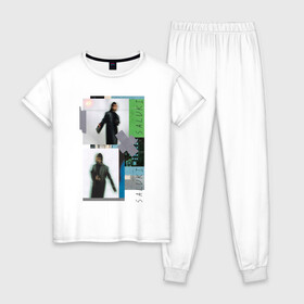 Женская пижама хлопок с принтом saluki rap , 100% хлопок | брюки и футболка прямого кроя, без карманов, на брюках мягкая резинка на поясе и по низу штанин | rap | saluki | saluki rap | рэп | рэпер | салюки