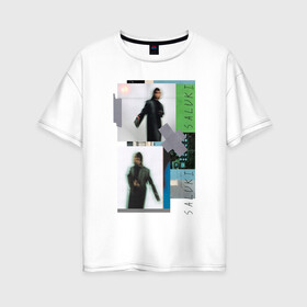 Женская футболка хлопок Oversize с принтом saluki rap , 100% хлопок | свободный крой, круглый ворот, спущенный рукав, длина до линии бедер
 | rap | saluki | saluki rap | рэп | рэпер | салюки
