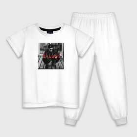 Детская пижама хлопок с принтом SALUKI , 100% хлопок |  брюки и футболка прямого кроя, без карманов, на брюках мягкая резинка на поясе и по низу штанин
 | Тематика изображения на принте: rap | saluki | saluki rap | рэп | рэпер | салюки