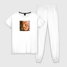 Женская пижама хлопок с принтом SALUKI , 100% хлопок | брюки и футболка прямого кроя, без карманов, на брюках мягкая резинка на поясе и по низу штанин | rap | saluki | saluki rap | рэп | рэпер | салюки