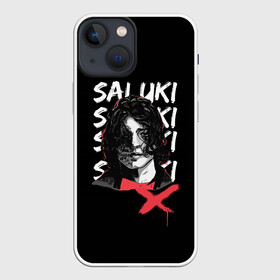 Чехол для iPhone 13 mini с принтом SALUKI ,  |  | Тематика изображения на принте: rap | saluki | saluki rap | рэп | рэпер | салюки