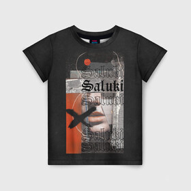 Детская футболка 3D с принтом SALUKI , 100% гипоаллергенный полиэфир | прямой крой, круглый вырез горловины, длина до линии бедер, чуть спущенное плечо, ткань немного тянется | rap | saluki | saluki rap | рэп | рэпер | салюки
