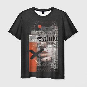 Мужская футболка 3D с принтом SALUKI , 100% полиэфир | прямой крой, круглый вырез горловины, длина до линии бедер | Тематика изображения на принте: rap | saluki | saluki rap | рэп | рэпер | салюки
