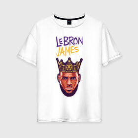 Женская футболка хлопок Oversize с принтом LEBRON JAMES , 100% хлопок | свободный крой, круглый ворот, спущенный рукав, длина до линии бедер
 | 24 lakers | kobe bryant | lakers | lebron james. | los angeles lakers | баскетбол | коби брайант | лос анджелес лейкерс | лосанджелес лейкерс