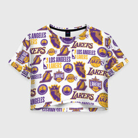 Женская футболка Crop-top 3D с принтом LAKERS LOGO , 100% полиэстер | круглая горловина, длина футболки до линии талии, рукава с отворотами | 24 lakers | kobe bryant | lakers | los angeles lakers | баскетбол. | коби брайант | лос анджелес лейкерс | лосанджелес лейкерс