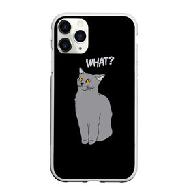 Чехол для iPhone 11 Pro матовый с принтом What cat , Силикон |  | cat | kitten | kitty | what кот | британская кошка | британский кот | в смысле | взгляд | вопрос | вопросительный знак | глаза кота | животные | кот мем | котенок | котик | котята | кошак | кошка | мемы