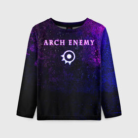 Детский лонгслив 3D с принтом Arch Enemy. Neon logo , 100% полиэстер | длинные рукава, круглый вырез горловины, полуприлегающий силуэт
 | archenemy | band | bodom | deathmetal | electroguitars | guitars | hard rock | legends | metal | metalhead | progressive | rock | rock legends | rockon | shred | trash | гитары | метал | металхед | рок | рок легенды | рокконцерт | тяжеляк | хардрок