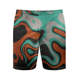 Мужские шорты спортивные с принтом Абстракиця ,  |  | абстрактный | геометрический рисунок | геометрия | зеленая | зеленый | корея | краски | кружево | неон | оранжевая | оранжевый | рисунок | текстура | узор | черная | черный | япония