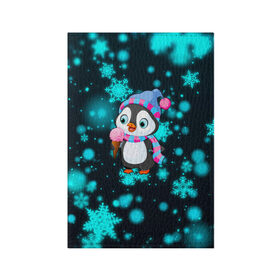 Обложка для паспорта матовая кожа с принтом Новогодний пингвин , натуральная матовая кожа | размер 19,3 х 13,7 см; прозрачные пластиковые крепления | 2021 | new year | бык | год быка | девочка | дед мороз | детям | дочке | мальчик | модная | модный | мороженое | новогодний дизайн | новогодний пингвин | новогодняя | новый год | пенгвин | пингвин | пингвины