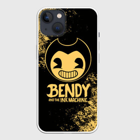 Чехол для iPhone 13 с принтом Bendy And The Ink Machine ,  |  | Тематика изображения на принте: bendy | bendy and the ink machine | бенди | бени | бенни | бэнди | детская | детям | игра | капли | компьютерная игра | краска | машина | подтеки | ужастик | чернила | чернильная