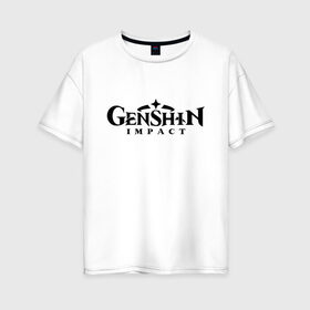 Женская футболка хлопок Oversize с принтом Genshin Impact Logo (Z) , 100% хлопок | свободный крой, круглый ворот, спущенный рукав, длина до линии бедер
 | aaa игра | breath of the wild | ubisoft | анемо | барбара | беннет | бэй доу | венти | гатя | геншин импакт | гео | гидро | дилюк | кли | нин гуан | ноэлль | рэйзор | электро