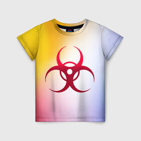 Детская футболка 3D с принтом Biohazard , 100% гипоаллергенный полиэфир | прямой крой, круглый вырез горловины, длина до линии бедер, чуть спущенное плечо, ткань немного тянется | biohazard | ncov2019 | plague inc | virus | вирус | градиент | знак | карантин | ковид | корона | коронавирус | опасность