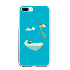 Чехол для iPhone 7Plus/8 Plus матовый с принтом ОБИТАТЕЛИ АНТАРКТИКИ , Силикон | Область печати: задняя сторона чехла, без боковых панелей | белый медведь | воздушный змей | детский рисунок | мультяшный персонаж | небо голубое | облака | пингвин | рисунок