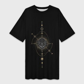 Платье-футболка 3D с принтом Череп ,  |  | асторономия | звёзды | космос | планеты | узоры | череп