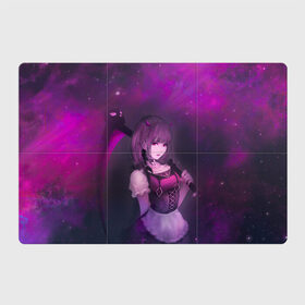 Магнитный плакат 3Х2 с принтом Anime girl demon , Полимерный материал с магнитным слоем | 6 деталей размером 9*9 см | anime | demon | girl | аниме | девушка | демон | коса | рога