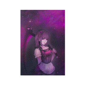 Обложка для паспорта матовая кожа с принтом Anime girl demon , натуральная матовая кожа | размер 19,3 х 13,7 см; прозрачные пластиковые крепления | Тематика изображения на принте: anime | demon | girl | аниме | девушка | демон | коса | рога