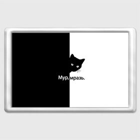 Магнит 45*70 с принтом Черный кот , Пластик | Размер: 78*52 мм; Размер печати: 70*45 | буквы | глаза | кот | котик | кошка | минимал | надпись | настроение | простая надпись | текст | черно белое | черный кот | черный фон