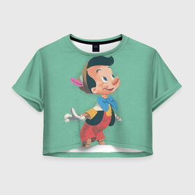 Женская футболка Crop-top 3D с принтом Пиноккио , 100% полиэстер | круглая горловина, длина футболки до линии талии, рукава с отворотами | disney | pinocchio | vdkimel | дисней | пиноккио