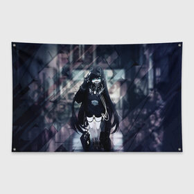 Флаг-баннер с принтом Anime Cyber , 100% полиэстер | размер 67 х 109 см, плотность ткани — 95 г/м2; по краям флага есть четыре люверса для крепления | anime | cyber | mask | аниме тян | в маске | девушка | кибер