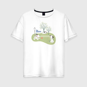 Женская футболка хлопок Oversize с принтом 101 Dalmatians , 100% хлопок | свободный крой, круглый ворот, спущенный рукав, длина до линии бедер
 | 101 dalmatians | 101 далматинец | disney | vdkimel | дисней