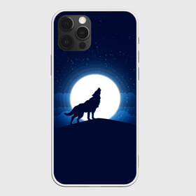 Чехол для iPhone 12 Pro Max с принтом Воющий на луну , Силикон |  | Тематика изображения на принте: волк вобщий на луну | звезды | луна | небо | ночное небо | полнолуние