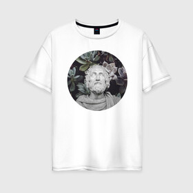Женская футболка хлопок Oversize с принтом Z22 2 , 100% хлопок | свободный крой, круглый ворот, спущенный рукав, длина до линии бедер
 | геометрия | коллаж | круг | растительность | статуя | цветы