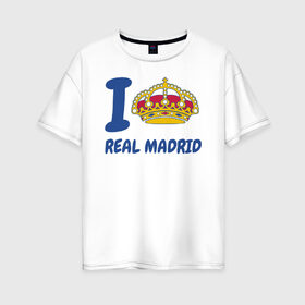 Женская футболка хлопок Oversize с принтом Real Madrid FC , 100% хлопок | свободный крой, круглый ворот, спущенный рукав, длина до линии бедер
 | barcelona | club | creamy | fc | soccer | spanish | whites | барселона | белые | испанский | клуб | сливочные | фк | футбол | футбольный