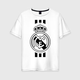Женская футболка хлопок Oversize с принтом Real Madrid FC , 100% хлопок | свободный крой, круглый ворот, спущенный рукав, длина до линии бедер
 | barcelona | club | creamy | fc | soccer | spanish | whites | барселона | белые | испанский | клуб | сливочные | фк | футбол | футбольный