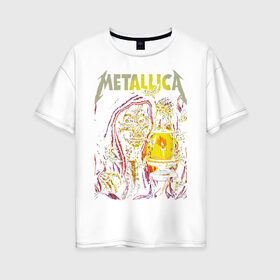 Женская футболка хлопок Oversize с принтом Metallica , 100% хлопок | свободный крой, круглый ворот, спущенный рукав, длина до линии бедер
 | american | heavy metal | los angeles | metal band | metallica | music | thrash metal | американская | лос анджелес | метал группа | металлика | музыка | трэш метал | трэш металл | хеви метал