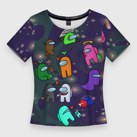 Женская футболка 3D Slim с принтом Among Us ,  |  | among us | cosmos | game | space | игра | космос | среди нас