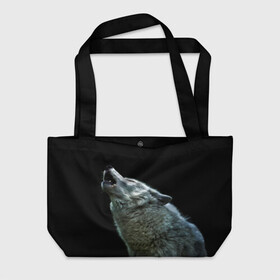 Пляжная сумка 3D с принтом Воющий волк  , 100% полиэстер | застегивается на металлическую кнопку; внутренний карман застегивается на молнию. Стенки укреплены специальным мягким материалом, чтобы защитить содержимое от несильных ударов
 | ауф | волк | воющий волк | животное | зверь