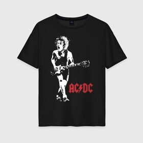 Женская футболка хлопок Oversize с принтом AC DC , 100% хлопок | свободный крой, круглый ворот, спущенный рукав, длина до линии бедер
 | ac dc | australian | hard rock | music | rock | rock band | rocknroll | sydney | австралийская | музыка | рок | рок группа | рок н ролл | сидней | хард рок