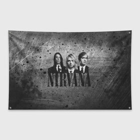 Флаг-баннер с принтом Нирвана , 100% полиэстер | размер 67 х 109 см, плотность ткани — 95 г/м2; по краям флага есть четыре люверса для крепления | kurt cobain | nirvana | rock | курт кобейн | нирвана | рок