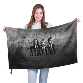 Флаг 3D с принтом Нирвана , 100% полиэстер | плотность ткани — 95 г/м2, размер — 67 х 109 см. Принт наносится с одной стороны | kurt cobain | nirvana | rock | курт кобейн | нирвана | рок