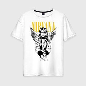 Женская футболка хлопок Oversize с принтом Nirvana , 100% хлопок | свободный крой, круглый ворот, спущенный рукав, длина до линии бедер
 | alternative rock | american | grunge | music | nirvana | rock | rock band | usa | альтернативный рок | американская | гранж | музыка | рок | рок группа | сша