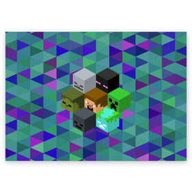 Поздравительная открытка с принтом Minecraft , 100% бумага | плотность бумаги 280 г/м2, матовая, на обратной стороне линовка и место для марки
 | creeper | minecraft | блок | игра | крипер | майнкрафт | победитель | приключения