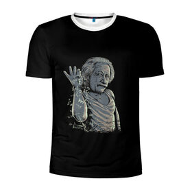 Мужская футболка 3D спортивная с принтом Эйнштейн , 100% полиэстер с улучшенными характеристиками | приталенный силуэт, круглая горловина, широкие плечи, сужается к линии бедра | 