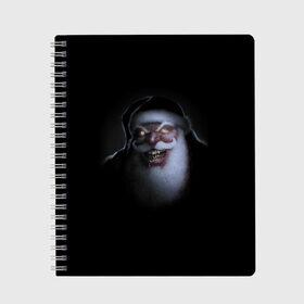 Тетрадь с принтом Very bad Santa , 100% бумага | 48 листов, плотность листов — 60 г/м2, плотность картонной обложки — 250 г/м2. Листы скреплены сбоку удобной пружинной спиралью. Уголки страниц и обложки скругленные. Цвет линий — светло-серый
 | Тематика изображения на принте: beard | jaw | moustache | new year | saliva | santa claus | teeth | борода | дед мороз | зубы | новый год | пасть | санта клаус | слюна | усы