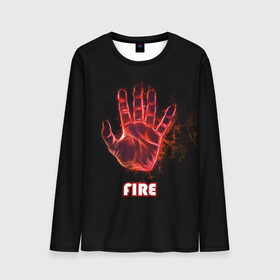Мужской лонгслив 3D с принтом FIRE , 100% полиэстер | длинные рукава, круглый вырез горловины, полуприлегающий силуэт | amoled | огонь | пальцы | рука в огне | рука человека