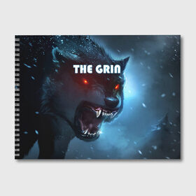 Альбом для рисования с принтом THE GRIN , 100% бумага
 | матовая бумага, плотность 200 мг. | волк | волк зимой | глаза волка | горящие глаза | неоновый глаза | оборотень | оскал | оскал волка | оскал оборотня