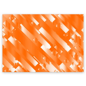 Поздравительная открытка с принтом Оранжевый градиент , 100% бумага | плотность бумаги 280 г/м2, матовая, на обратной стороне линовка и место для марки
 | блеск | геометрия | градиент | линии | оранжевый | полосы