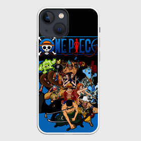 Чехол для iPhone 13 mini с принтом One Piece синий всплеск ,  |  | one piece | аниме | все герои | логотип one piece | луффи из one piece