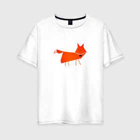 Женская футболка хлопок Oversize с принтом Рыжая лисичка , 100% хлопок | свободный крой, круглый ворот, спущенный рукав, длина до линии бедер
 | лиса | лисичка | рыжая | рыжая лисичка
