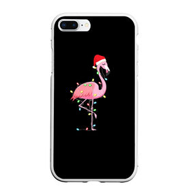 Чехол для iPhone 7Plus/8 Plus матовый с принтом Новогодний Фламинго , Силикон | Область печати: задняя сторона чехла, без боковых панелей | 2021 | гирлянда | год быка | дед мороз | новогодний | новогодняя | новый год | птица | рождество | розовый фламинго | с новым годом | фламинго