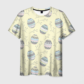 Мужская футболка 3D с принтом Пасхальные яйца , 100% полиэфир | прямой крой, круглый вырез горловины, длина до линии бедер | бог | вера | весна | воскресение | желтый фон | молитва | пасха | пасхальный | пост | религия | храм | христос | церковь | яйца пасхальные
