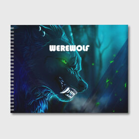 Альбом для рисования с принтом WAREWOLF , 100% бумага
 | матовая бумага, плотность 200 мг. | Тематика изображения на принте: глаза волка | зеленые глаза | злой зверь | неоновые глаза | оборотень | оскал волка | оскал оборотня