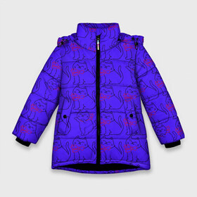 Зимняя куртка для девочек 3D с принтом котята фиолетовые котята , ткань верха — 100% полиэстер; подклад — 100% полиэстер, утеплитель — 100% полиэстер. | длина ниже бедра, удлиненная спинка, воротник стойка и отстегивающийся капюшон. Есть боковые карманы с листочкой на кнопках, утяжки по низу изделия и внутренний карман на молнии. 

Предусмотрены светоотражающий принт на спинке, радужный светоотражающий элемент на пуллере молнии и на резинке для утяжки. | котята котенок киса киска кот кошка бантик бантики бабочка
