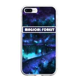 Чехол для iPhone 7Plus/8 Plus матовый с принтом MAGICAL FOREST , Силикон | Область печати: задняя сторона чехла, без боковых панелей | Тематика изображения на принте: звездное небо | магический лес | неоновая пыль | неоновые линии | озеро ночью | отражение в озере | светлячки в лесу