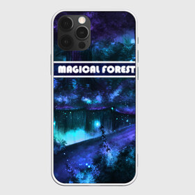 Чехол для iPhone 12 Pro Max с принтом MAGICAL FOREST , Силикон |  | Тематика изображения на принте: звездное небо | магический лес | неоновая пыль | неоновые линии | озеро ночью | отражение в озере | светлячки в лесу